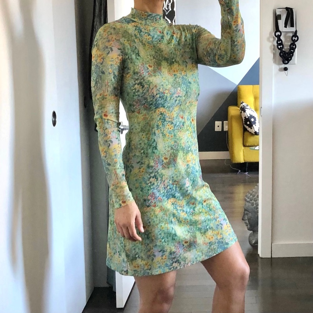 TWIK long sleeve floral sheer dress